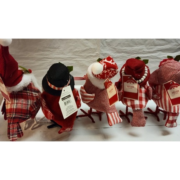 2021 Christmas Holiday Time Fabric Birds Set 5 - Picture 3 of 5